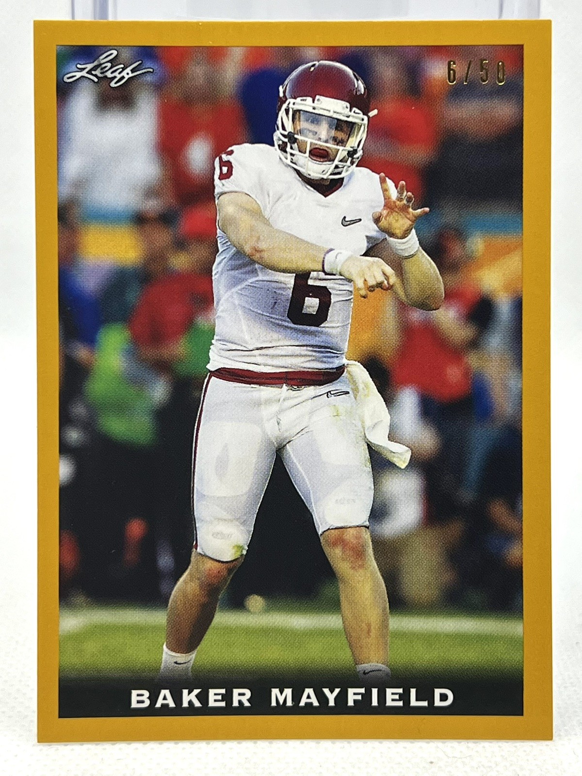 2018 Leaf The National 6/50 Gold Baker Mayfield Rookie Jersey Number Match