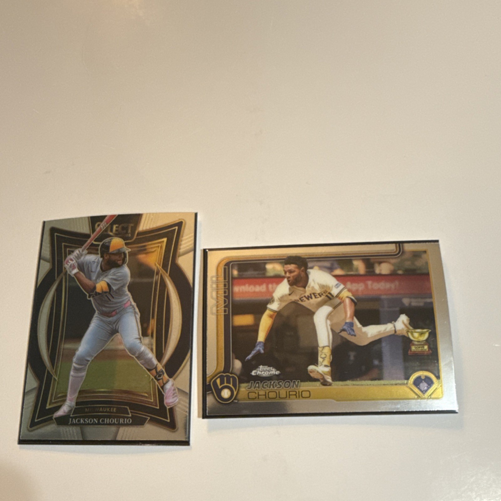 Topps Chrome & Select Jackson Chourio Milwaukee MLB Rookie 2 Card Lot