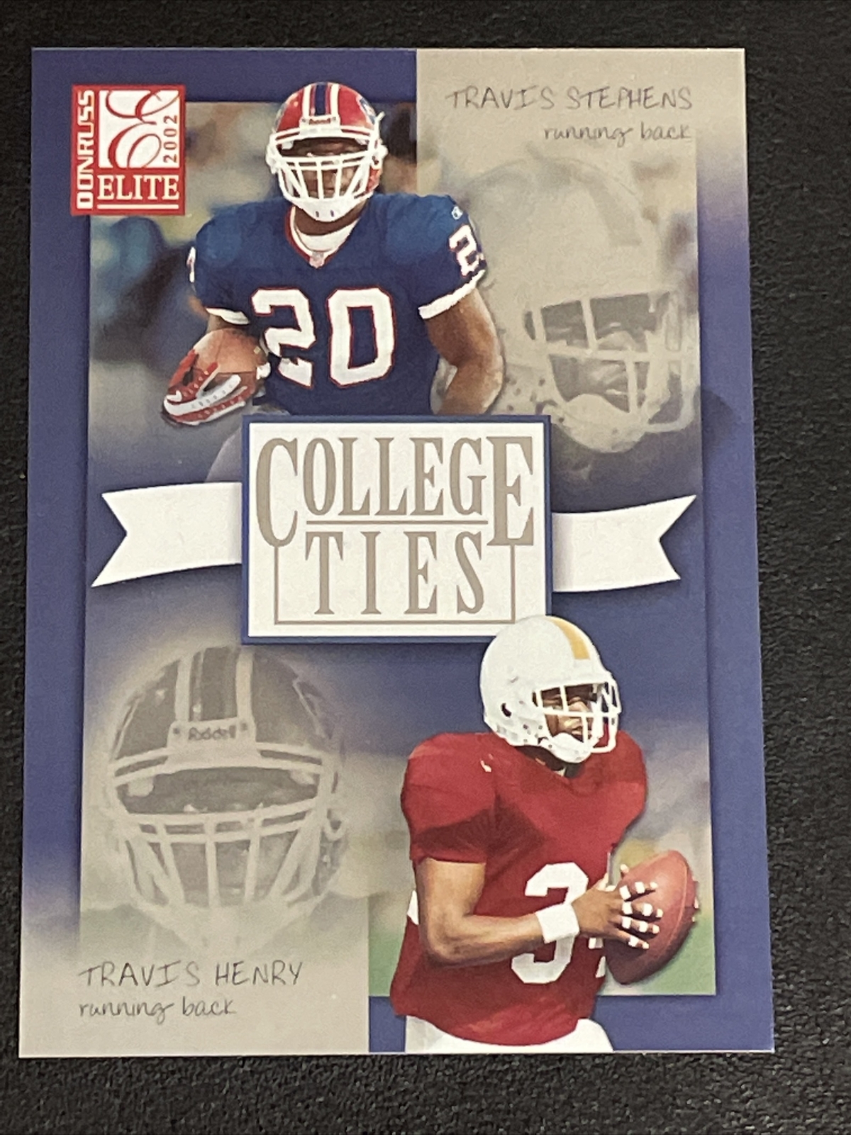 2002 Donruss Elite TRAVIS HENRY / TRAVIS STEPHENS College Ties #’d 399/1600 #CT2