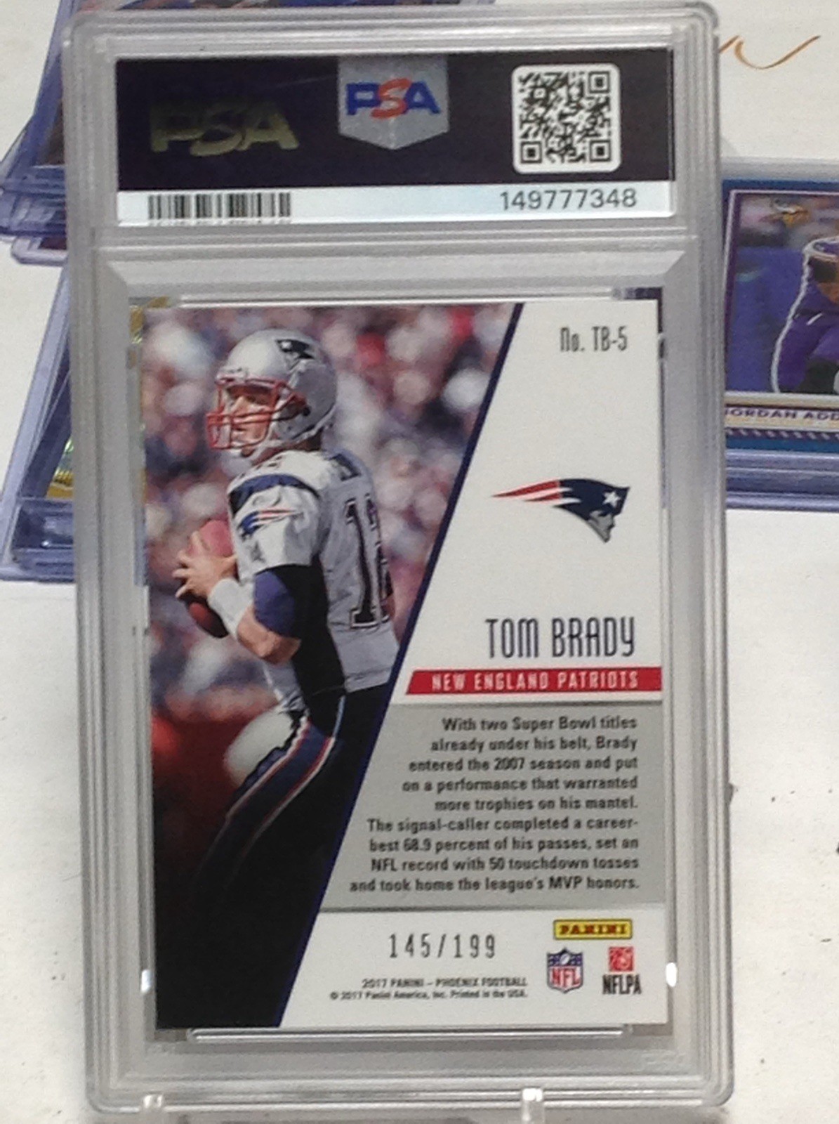 2017 Phoenix Triumphant Tom Brady #TB-5 Pink Prizm /199 NFL MVP Patriots PSA 10