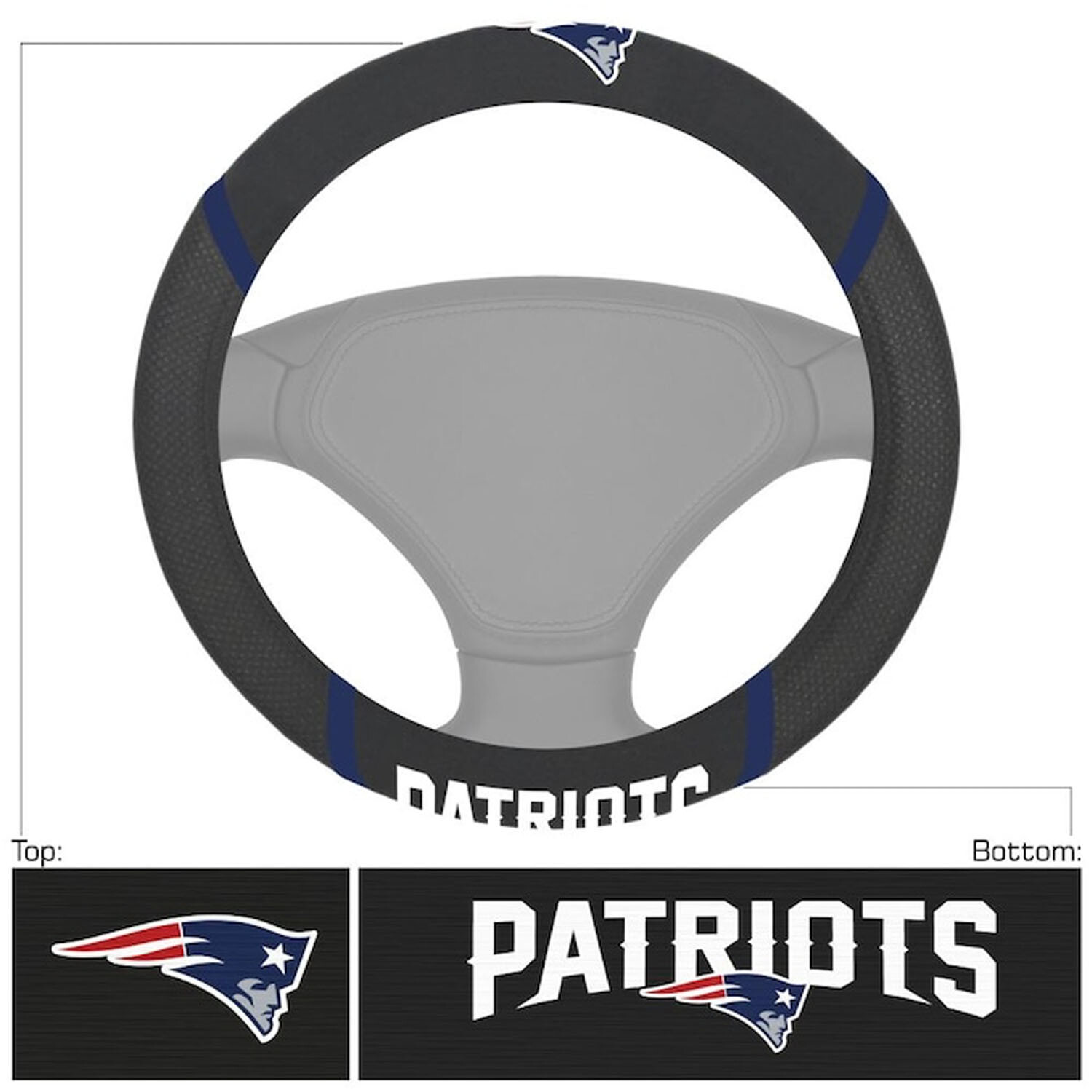 Football New England Patriots Embroidered Mesh Steering Wheel Cover 14.5″-15.5″