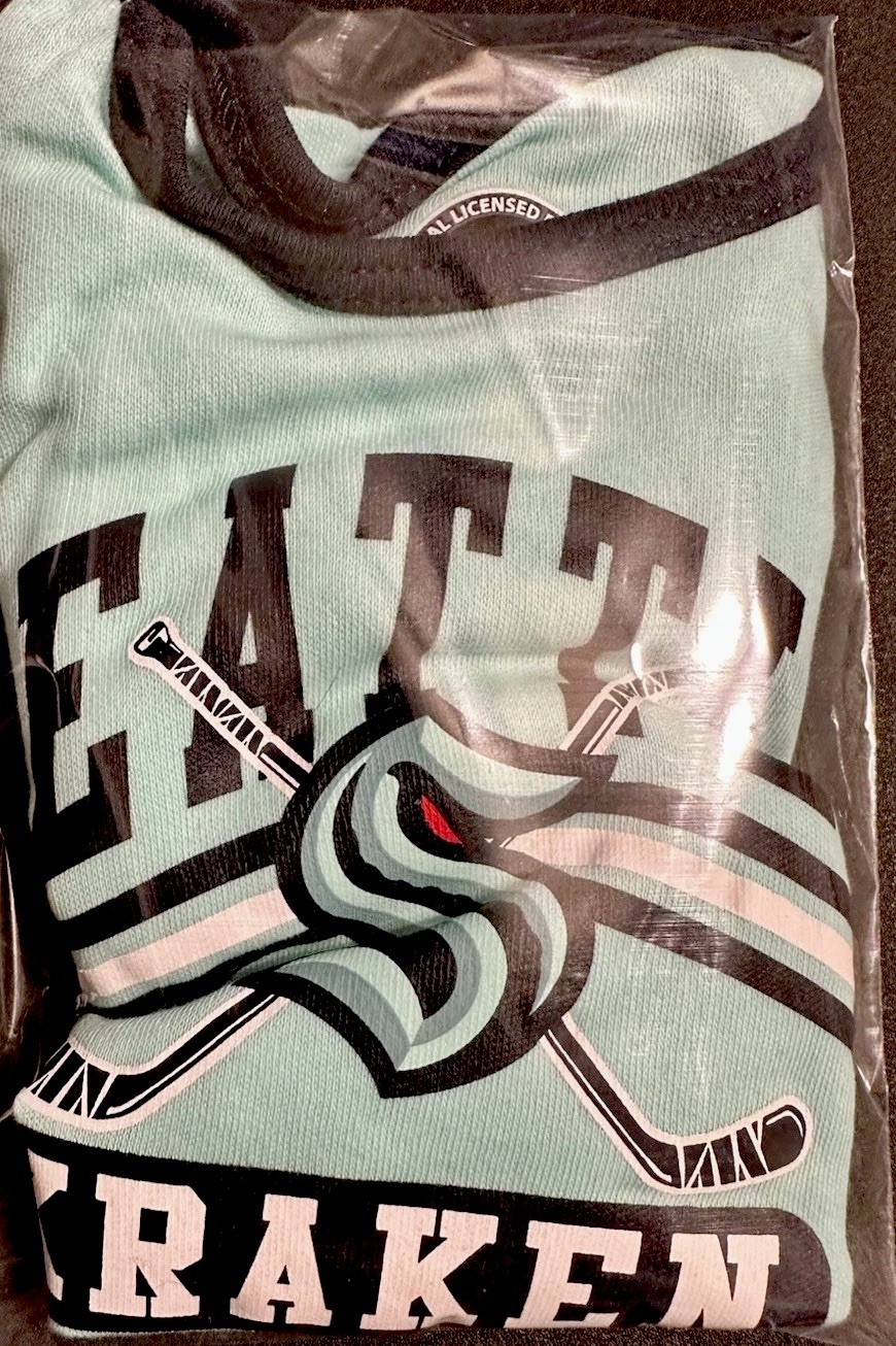 NHL Seattle Kraken Infant Boys Onsie Sz 3-6Mos. Light/DkBlue & White, See Below