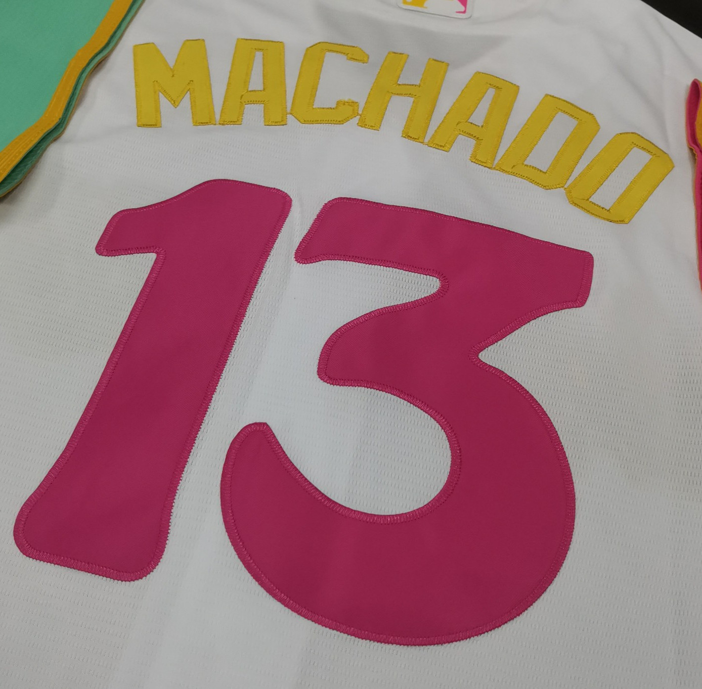 Manny Machado #13 Padres City White Cool Base Sewn Stitched Jersey.