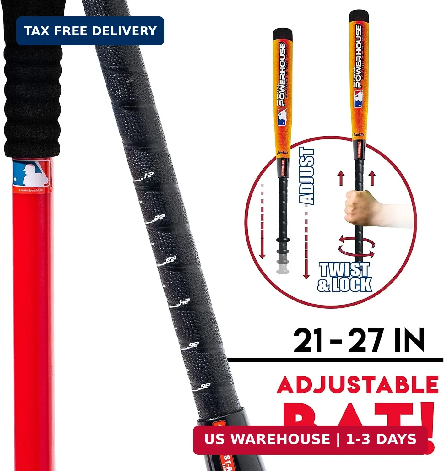 Franklin Sports MLB Kids Tee Ball Set – MLB Adjust-A-Hit Youth Tee Ball Stand, F