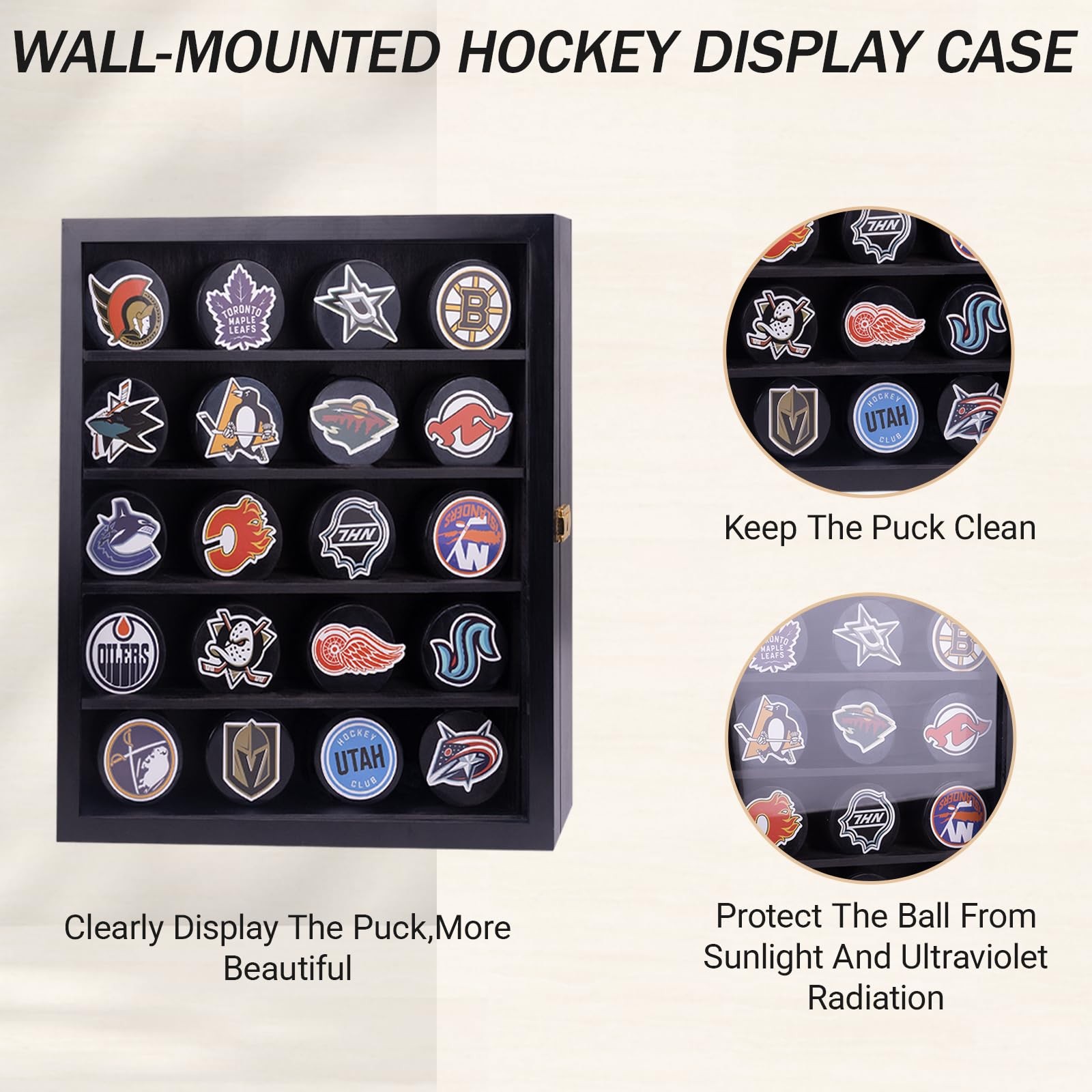 20 PCS Hockey Puck Display Case Wall Mount Holder Box Shadow Rack Storage