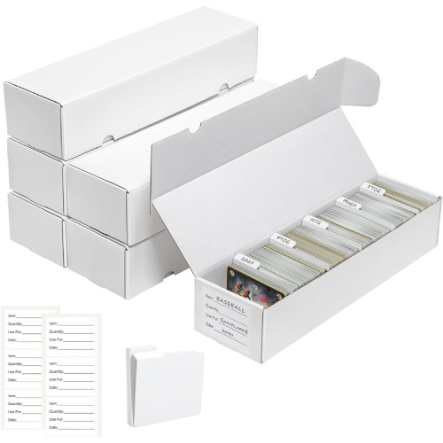 Trading Card Storage Box 1100 Count Bulk Card Storage Box with Dividers 6 Pack