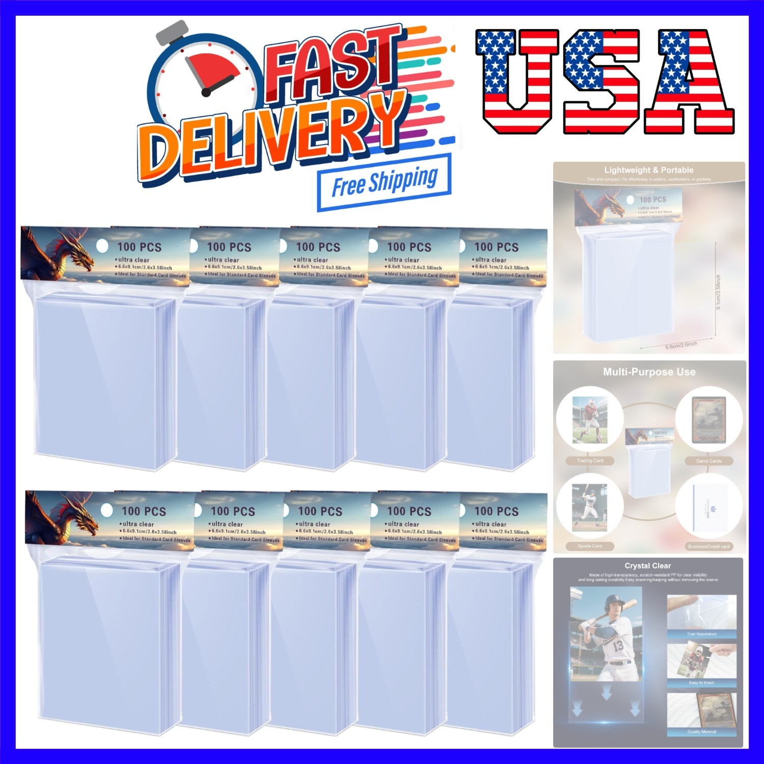 1000 Counts Soft Clear Perfect Fit Card Sleeves for Trading Cards, Exact Fit …