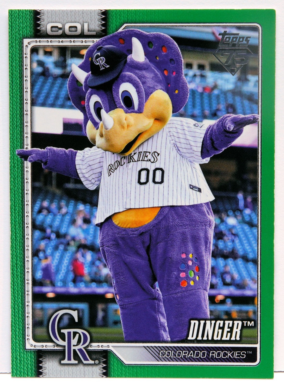 2026 TOPPS COLORADO ROCKIES MASCOT DINGER M-4 49/99 GREEN