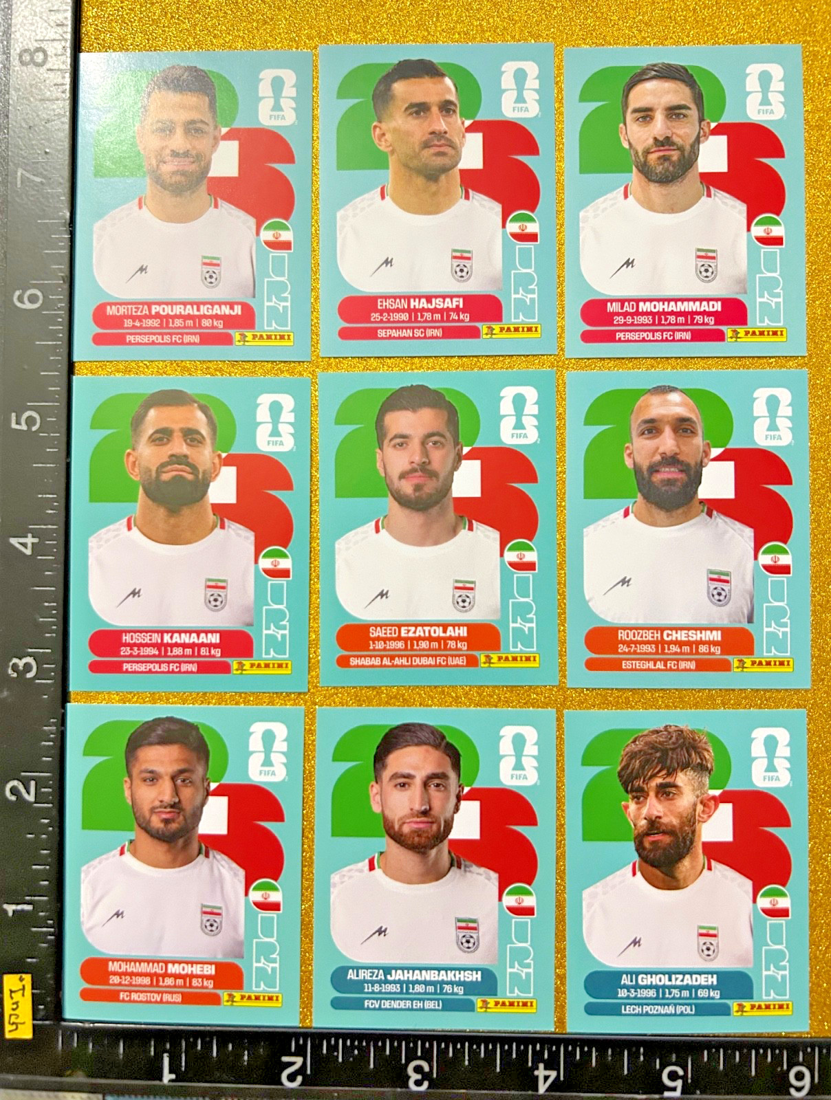 PANINI STICKERS WORLD CUP 2026 USA-MEX-CAN, SET OF 9 BLUE, IRAN IR TEAM