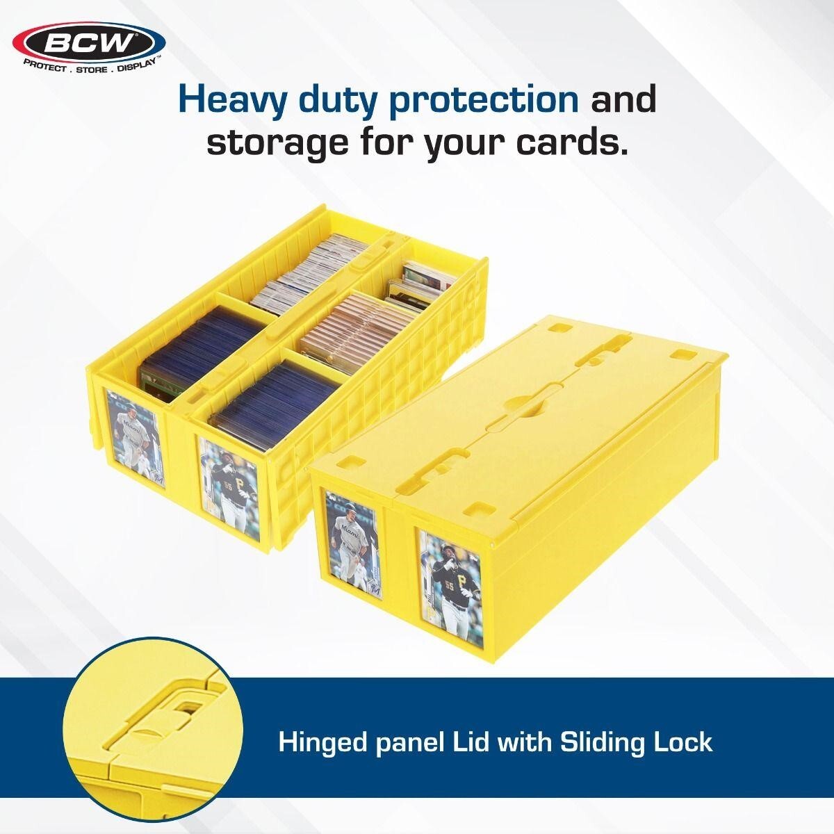 BCW Card Box Bin Holder For 1600 Trading Gaming Sport Cards Fit Toploader Yellow