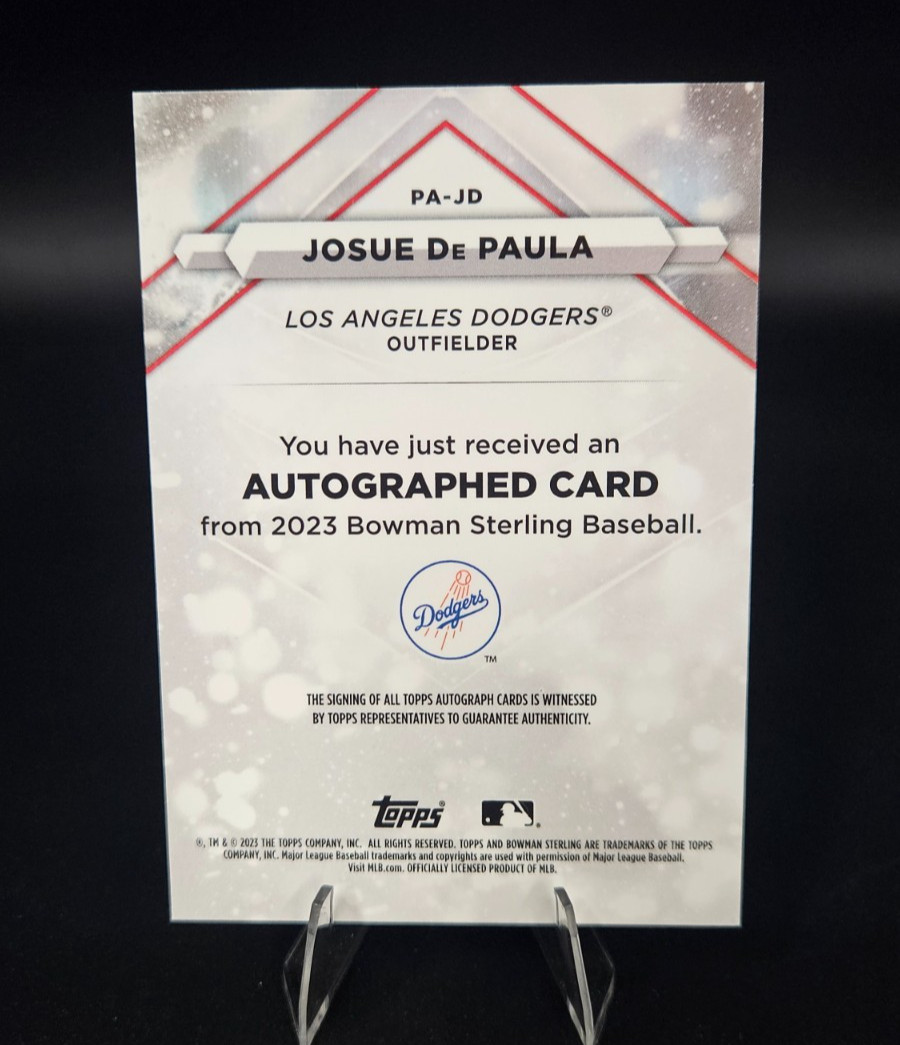 JOSUE DE PAULA – 2023 Bowman Sterling – Prospect Autographs #PA-JD Dodgers