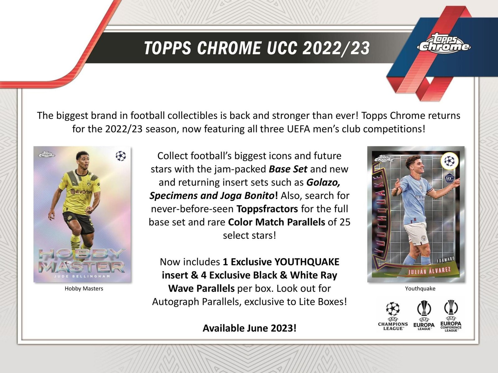 2022/23 TOPPS CHROME UEFA CLUB COMPETITIONS SOCCER HOBBY LITE BOX
