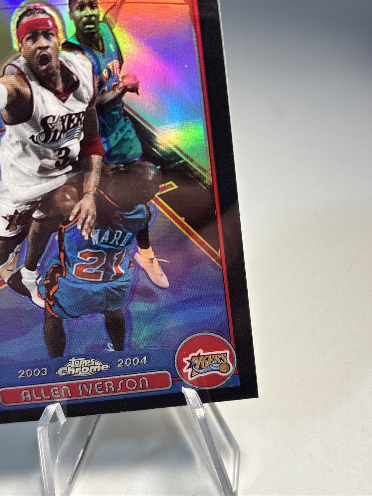2003-04 Topps Chrome 🏀 – Allen Iverson #3 Black Refractor #d 447/500 – 76ers