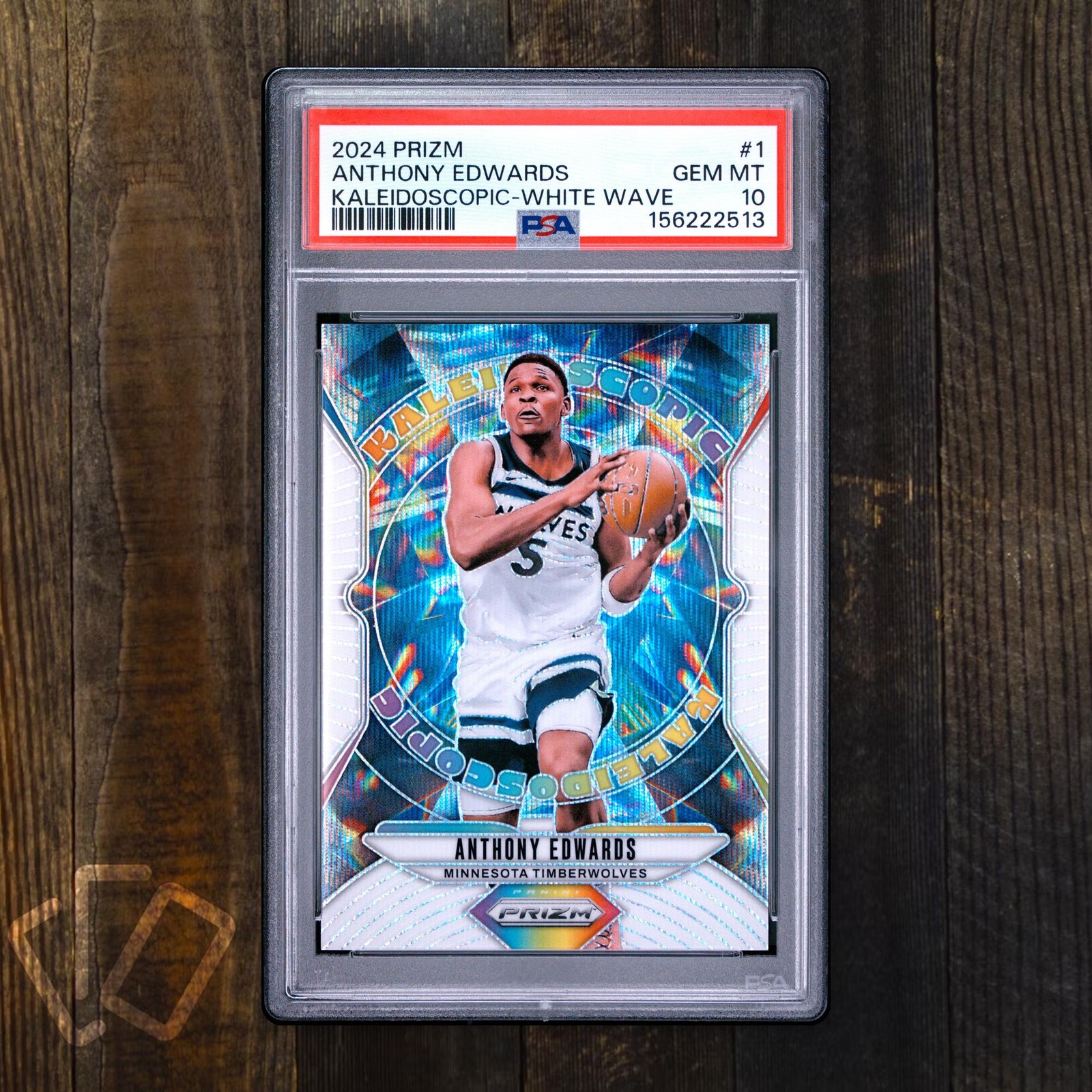 Anthony Edwards 2024 Panini Prizm Kaleidoscopic White Wave /20 PSA 10 Gem Mint