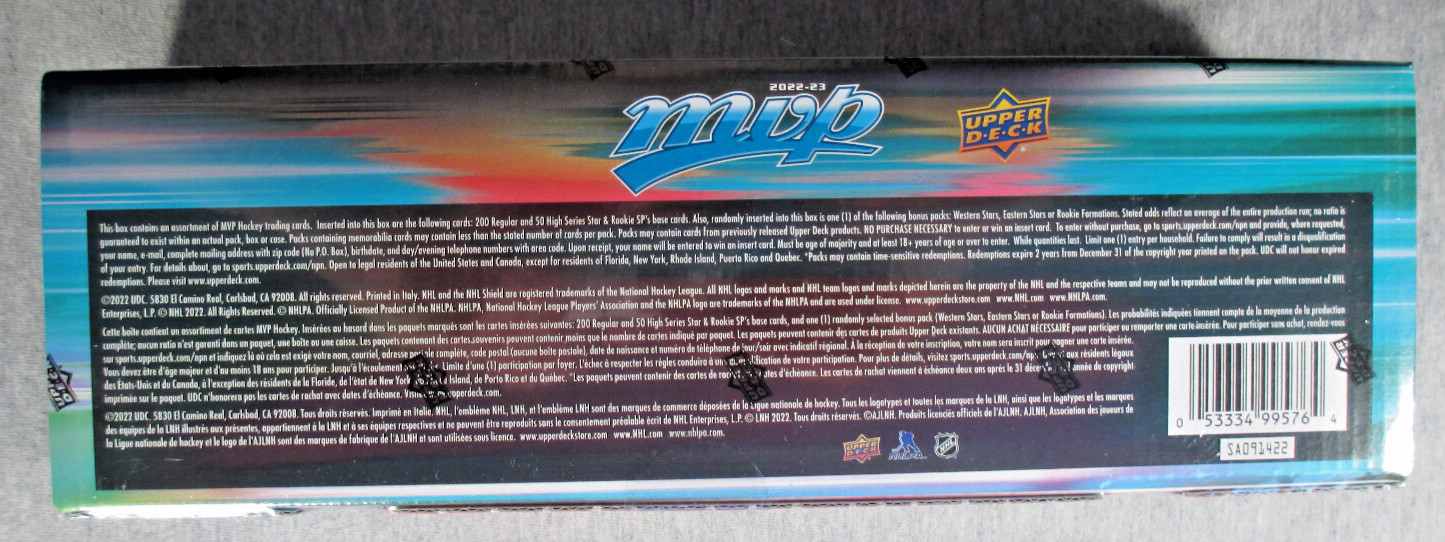 2022/23 Upper Deck MVP Hockey 250 Card Base Set + Exclusive Bonus Pack – SEALED