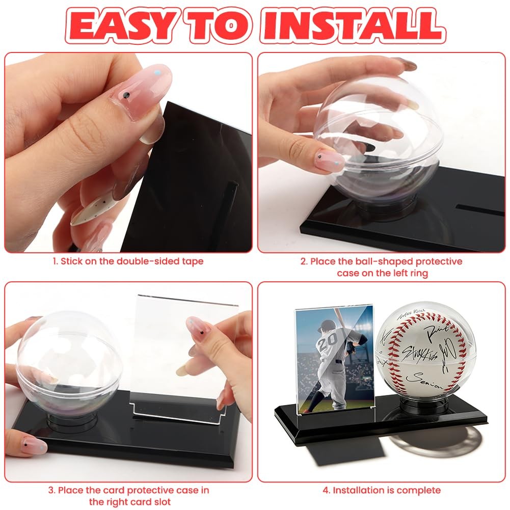 Acrylic Baseball Display Case, Dustproof Clear Base Holder for and Cards, Cen…