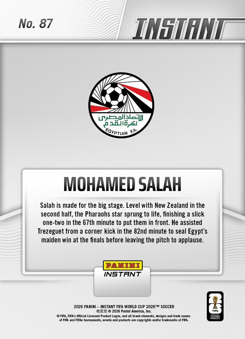 2026 Panini Instant FIFA World Cup #87 Mohamed Salah Egypt PRESALE