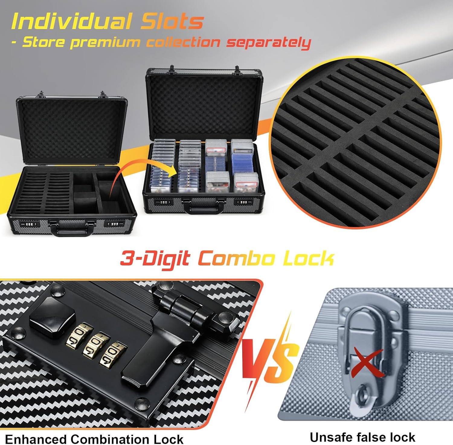 Graded Card Case with Individual Slots Storage Box, Trading Card Cases for Sport