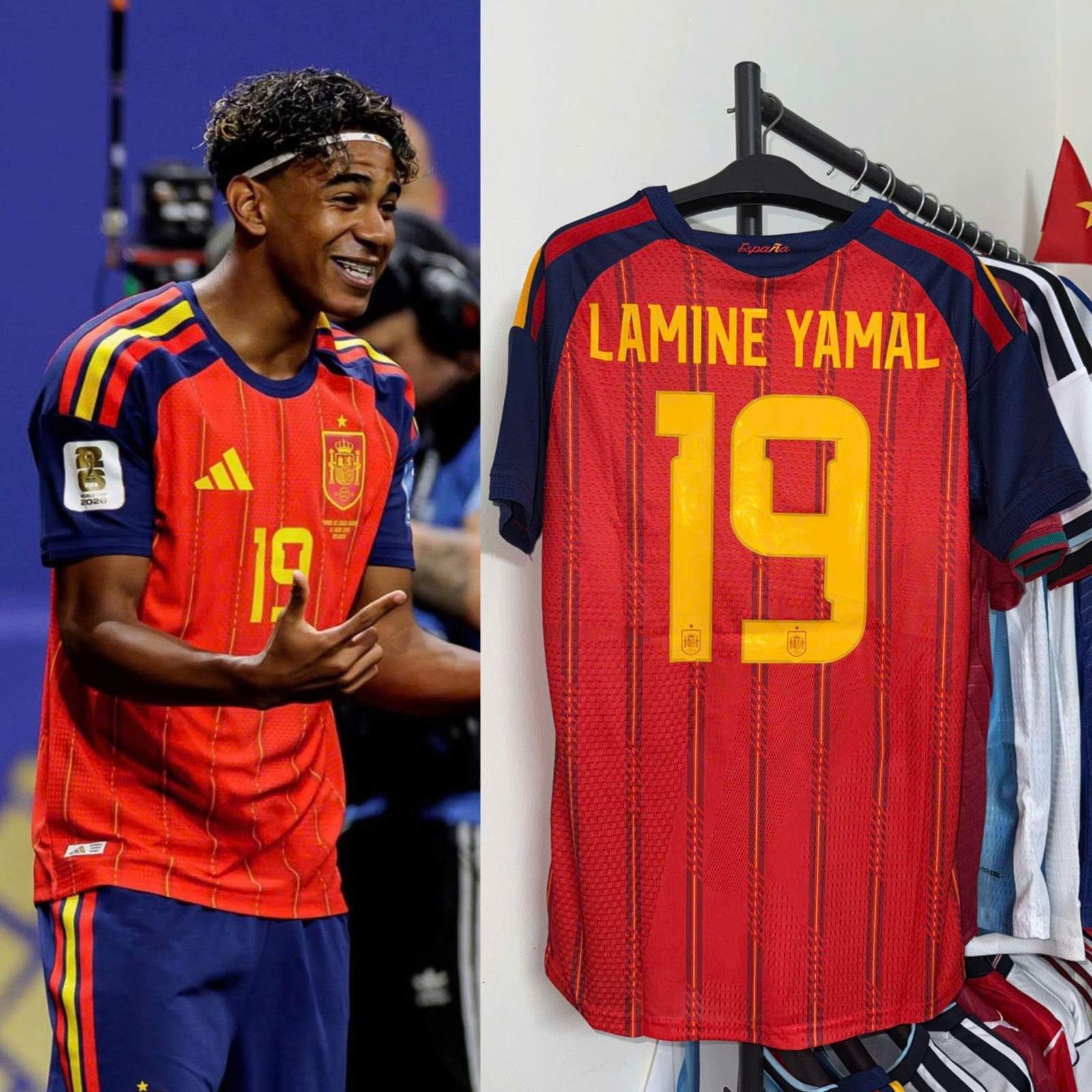 SO HOT!! NWT Spain Lamine Yamal #19 2026 Home Soccer Jersey Fan Shirt WC