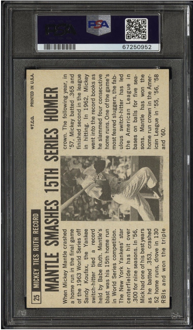 Topps 1964 Topps Giants Mickey Mantle #25 PSA 5 New York Yankees Oversized