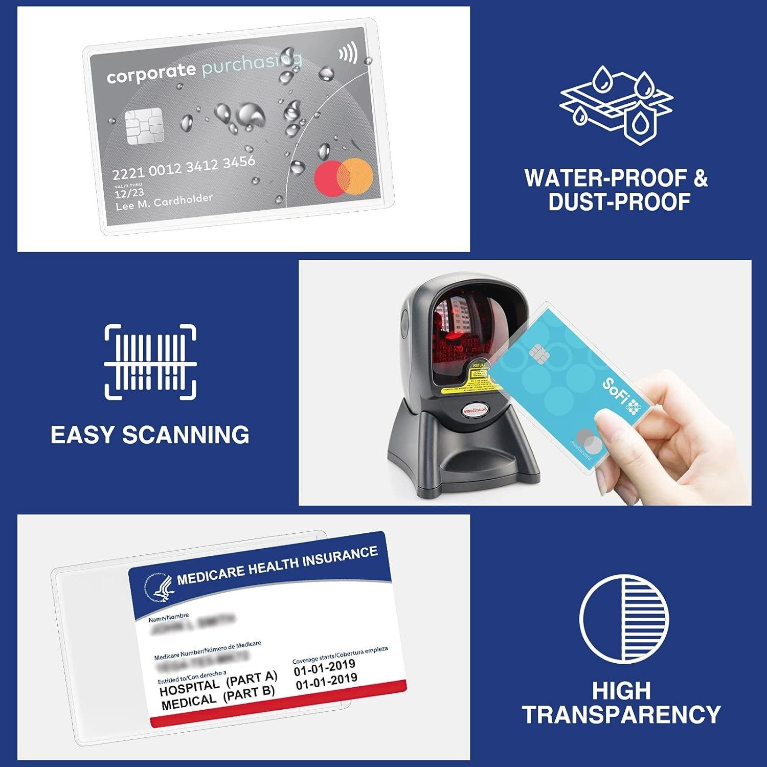 5 Pack New Medicare Card Holder Protector Sleeves, 12Mil Clear PVC Soft Water…