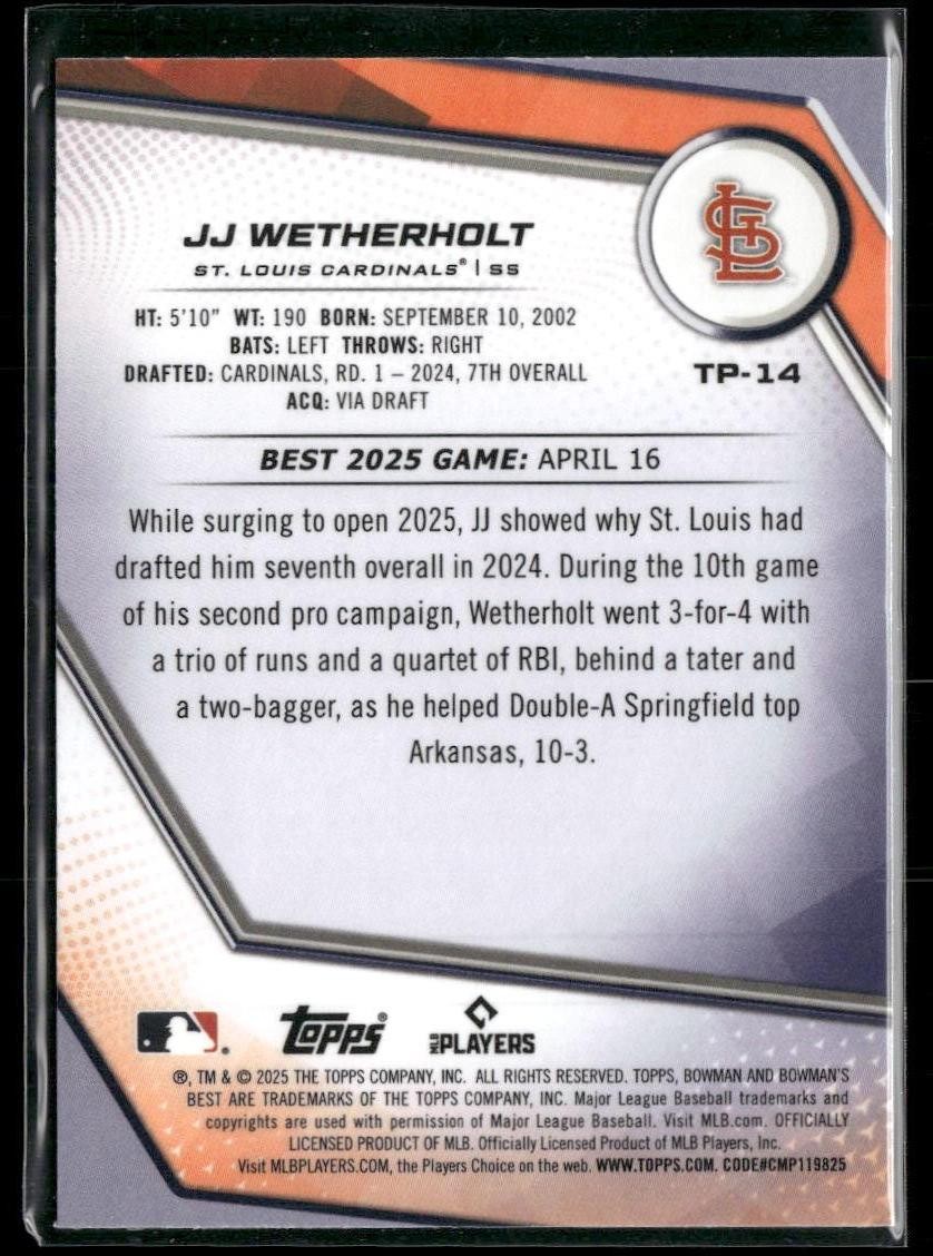 2025 Bowman’s Best #TP-14 JJ Wetherholt