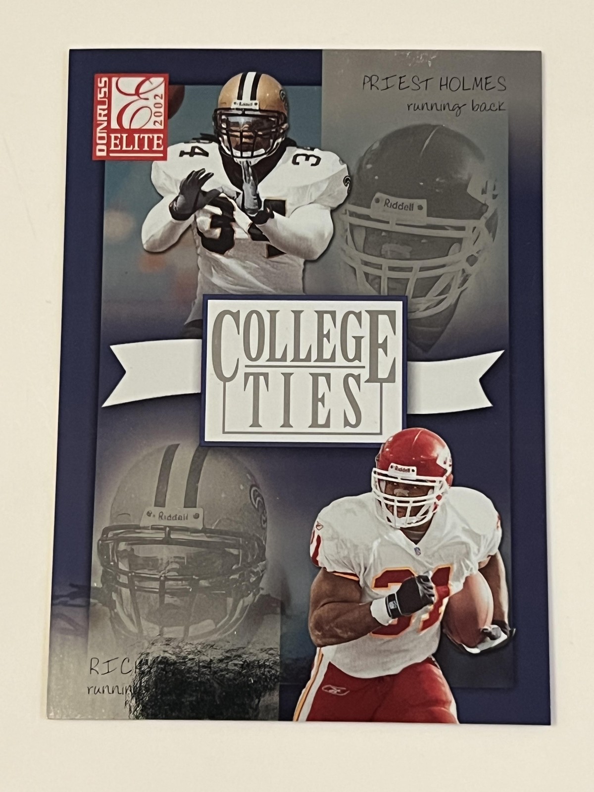 2002 Donruss Elite #CT-20 Ricky Williams / Priest Holmes College Ties #/1600