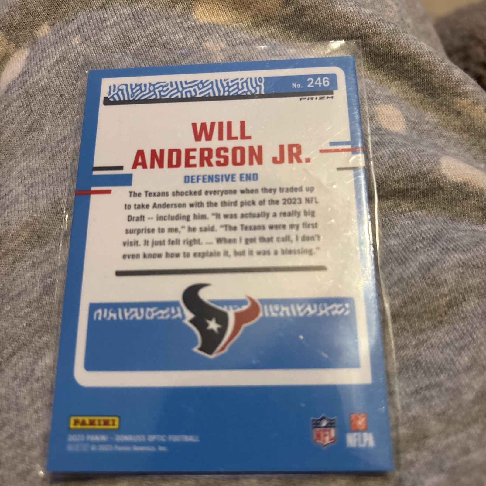 2023 Panini Donruss Optic – Rated Rookie Will Anderson #246 Purple Shock…