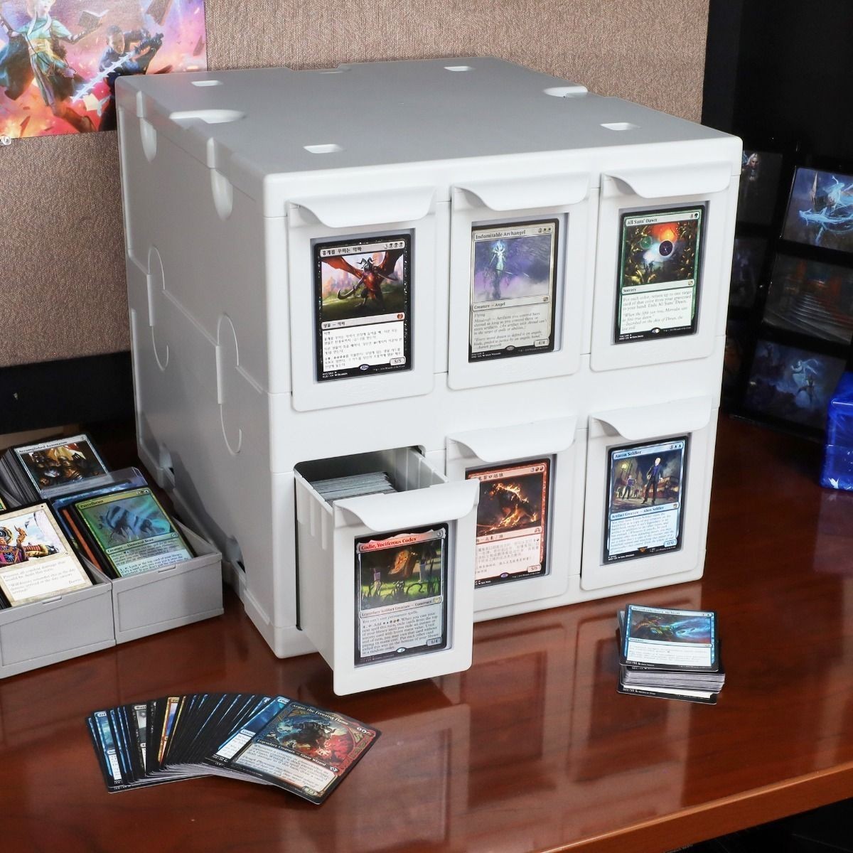 BCW White Card Box Bin 6 Drawers Hold 1000+ Gaming / 700 Sports Card New Catalog