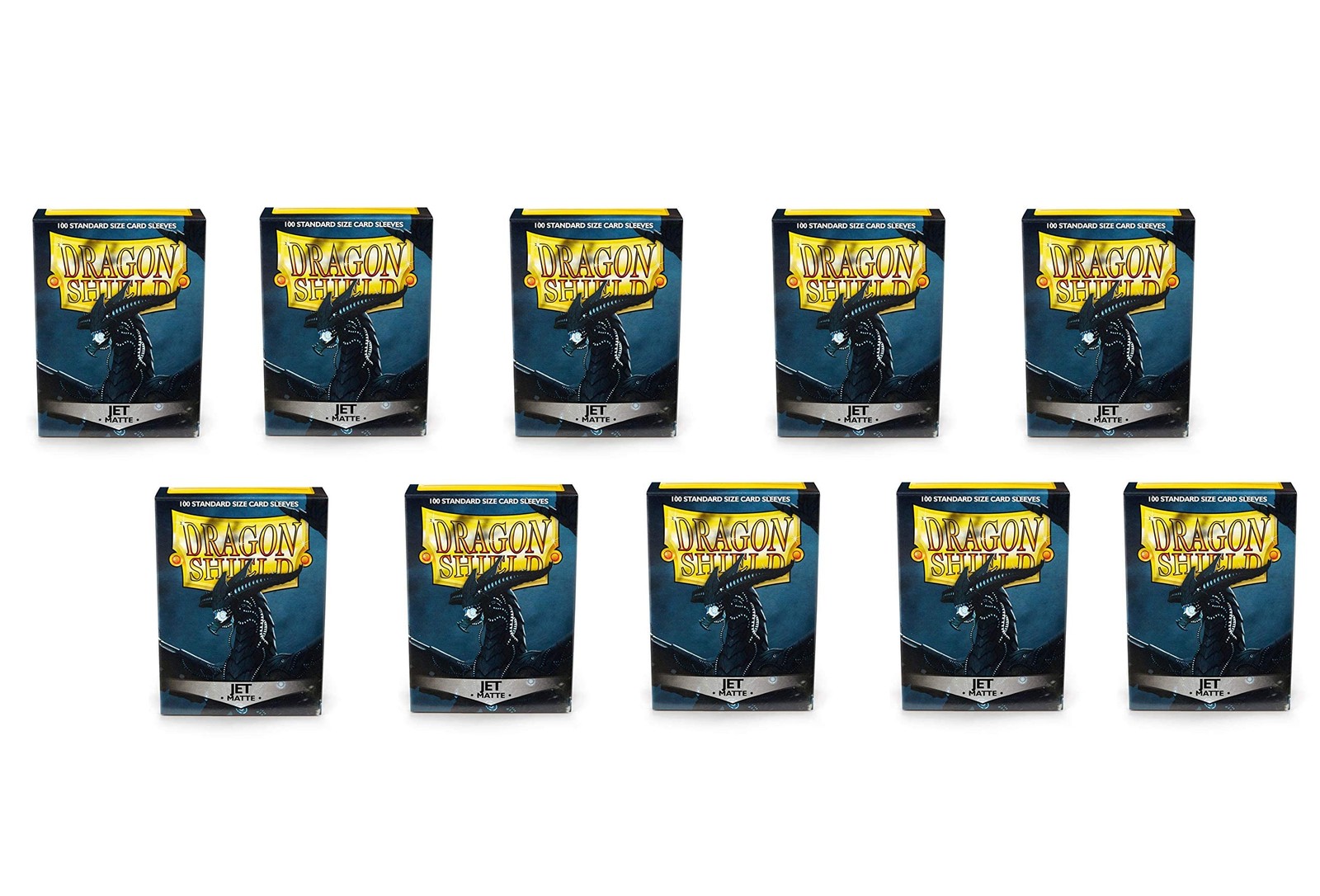 10 Packs Dragon Shield Matte Jet Standard Size 100 ct Card Sleeves Display C…
