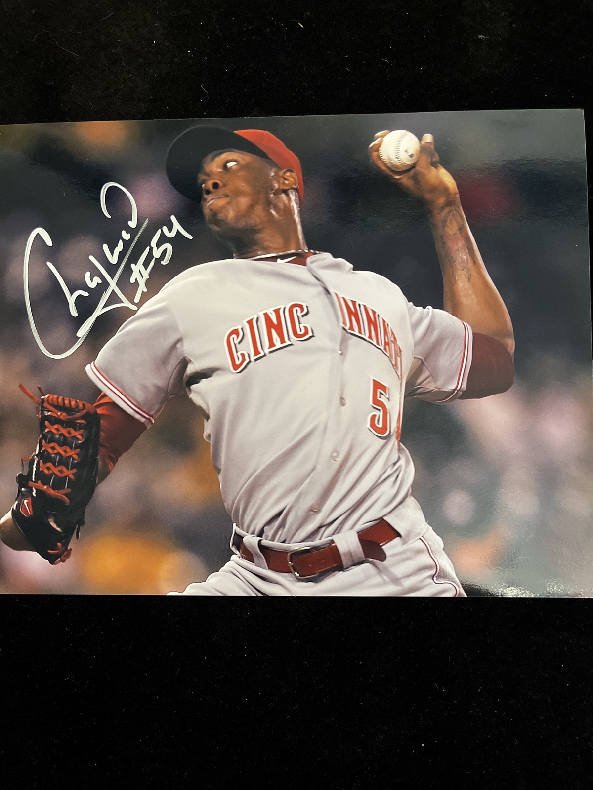 Aroldis Chapman Signed Photo Cincinnati Reds Approx 9 3/4x 8