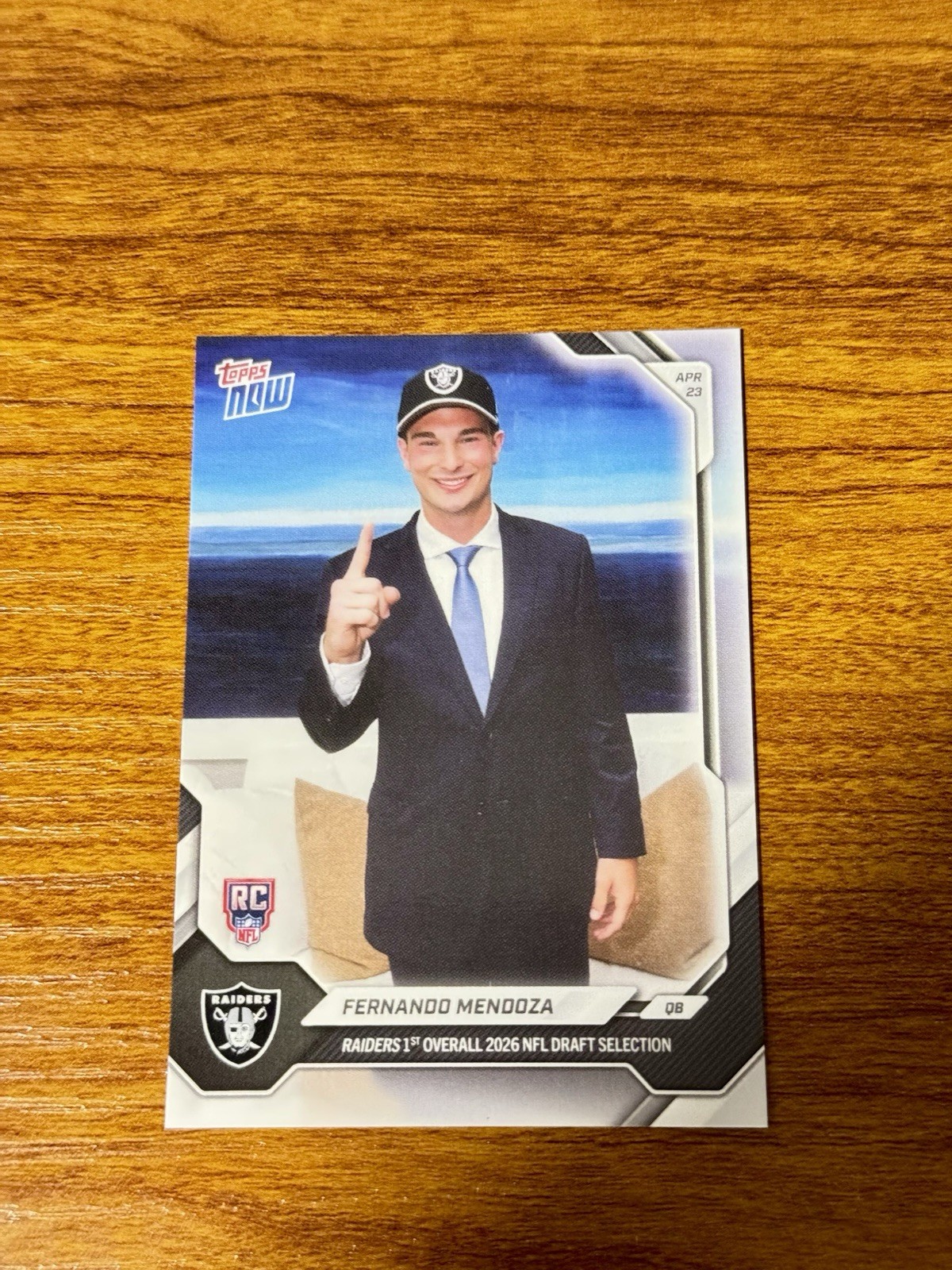 2026 Topps Now 1st Overall Draft Pick Fernando Mendoza RC Las Vegas Raiders FMEN