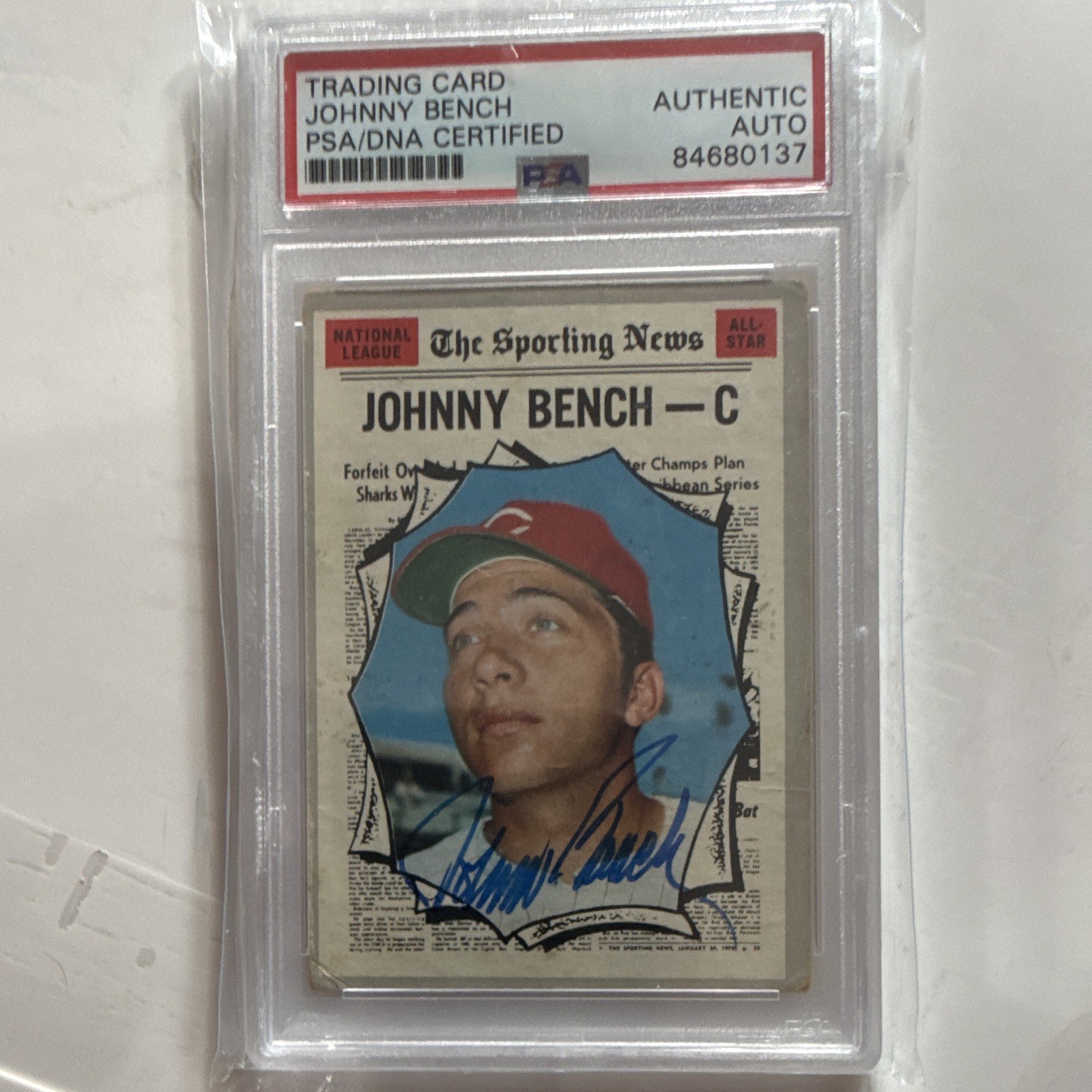 Topps 1970 Johnny Bench #464 All-Star Hard Signed Auto PSA 84680137