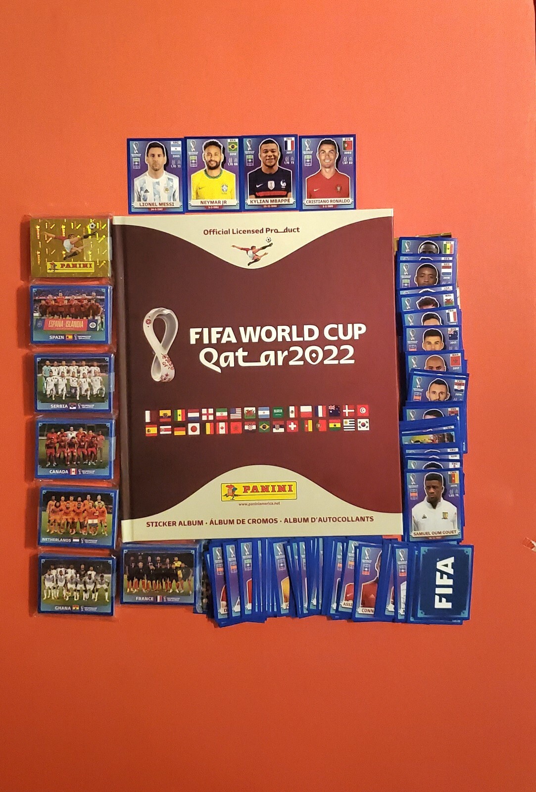 PANINI HARDCOVER ALBUM BLUE PARALLEL WORLD CUP QATAR 2022 + COMPLETE SET🔥