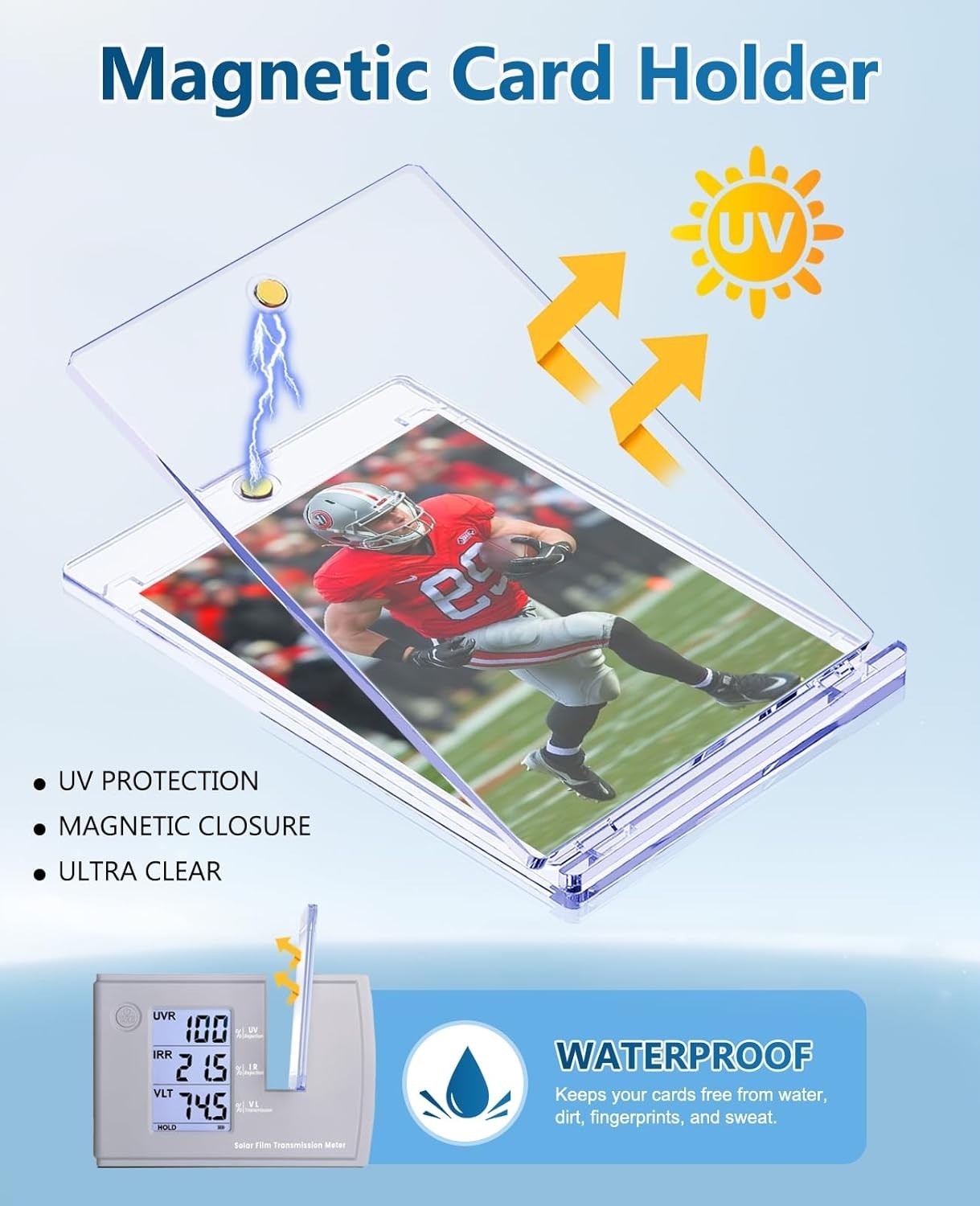 35 Point Magnetic Trading Card Holder, U V Protection Acrylic Case, 2.52×3.52