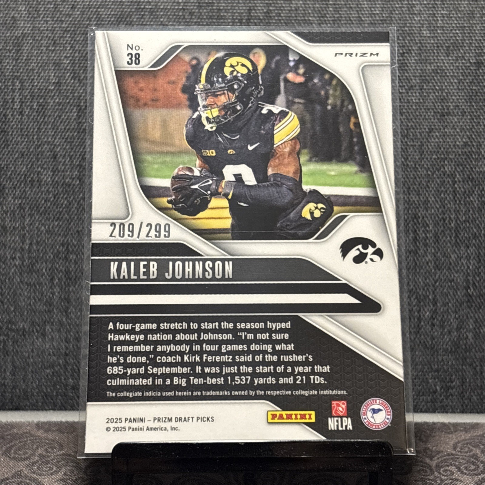 2025 Panini Prizm Draft Picks – Kaleb Johnson #38 Blue Wave Prizm 209/299 (RC)