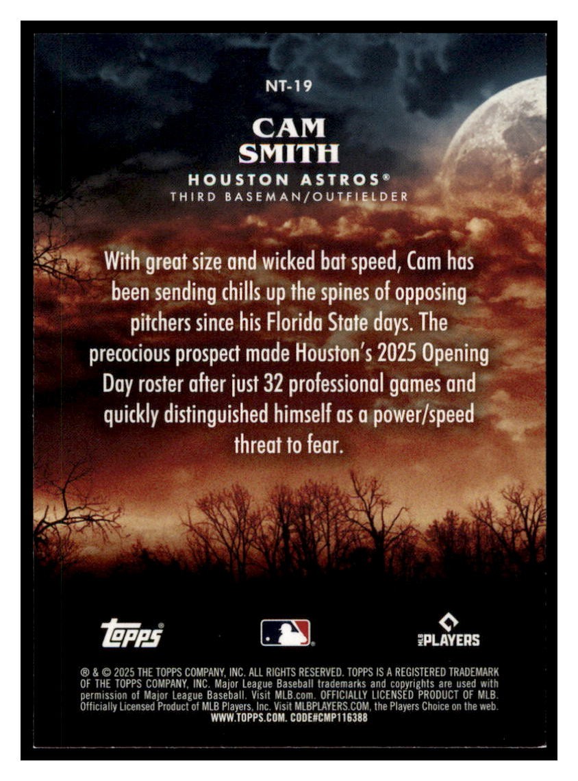 Cam Smith 2025 Topps Update Rookie Night Terrors #NT-19 Houston Astros