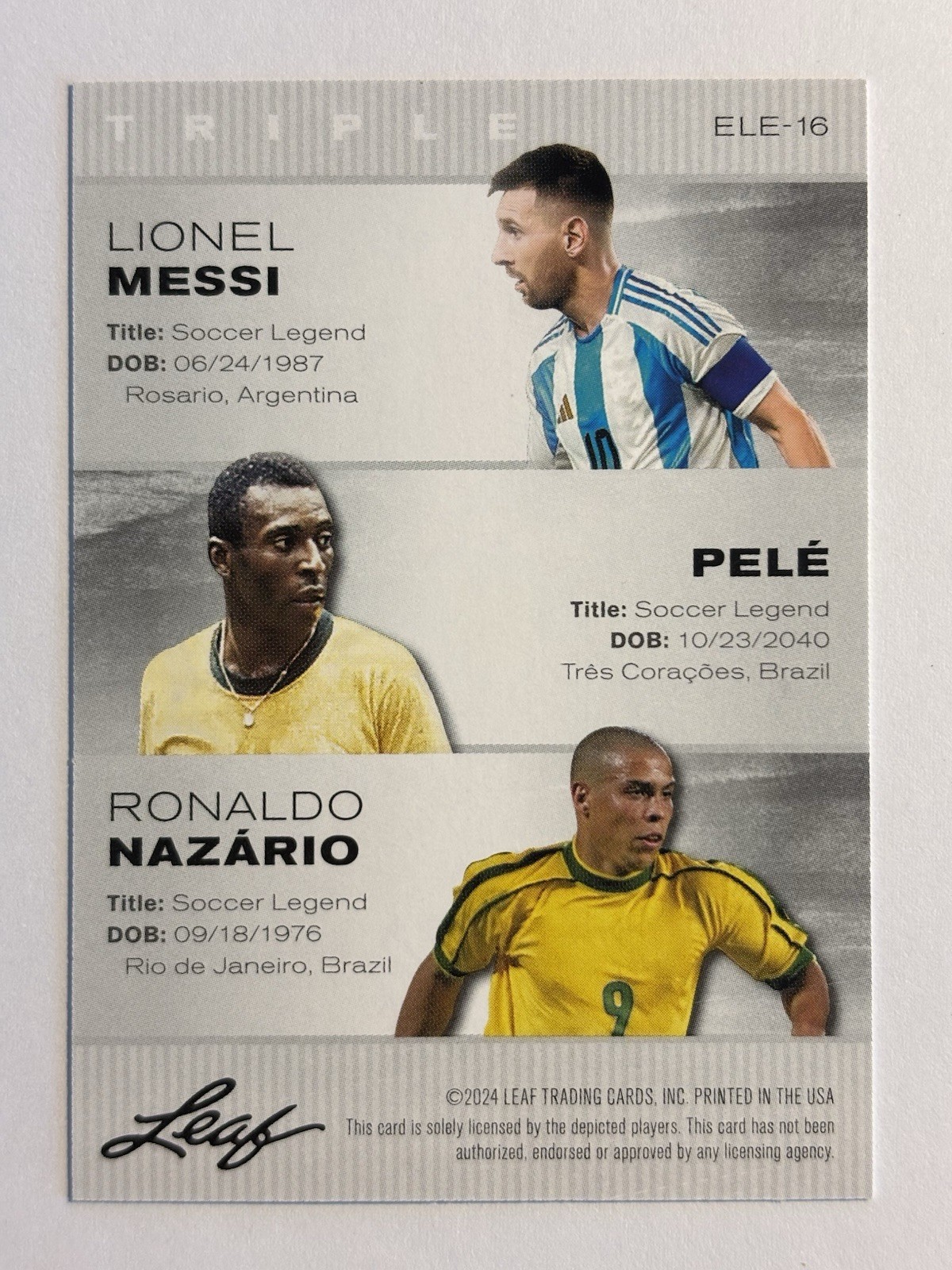 Messi *Pele*Ronaldo Yamal 2024 “Special Release” Triples Lot (10) Soccer Cards