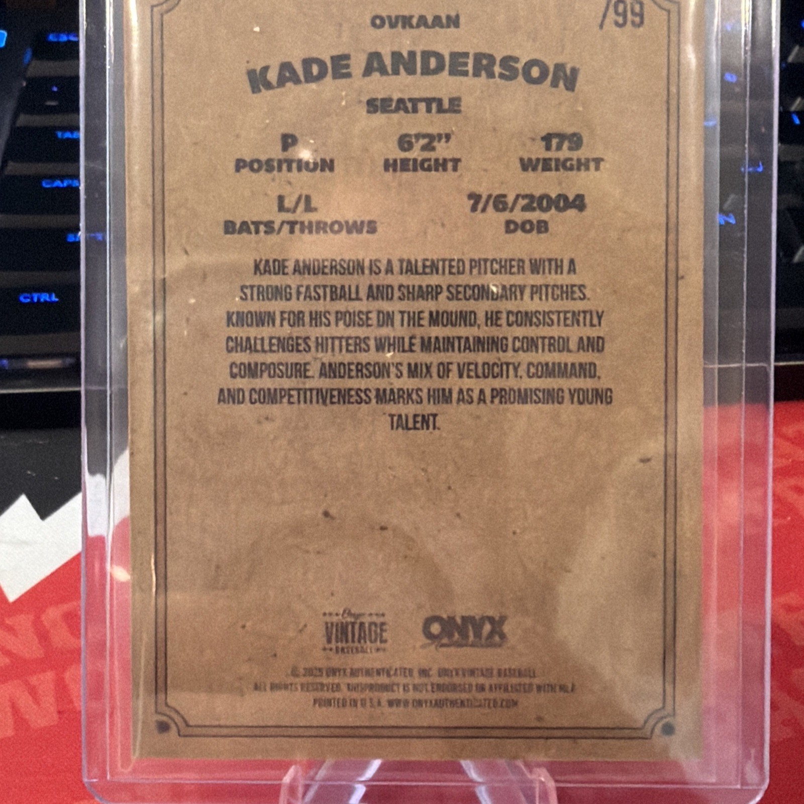 2025 Onyx Vintage Extended Orange Border /99 Kade Anderson #OVKAAN