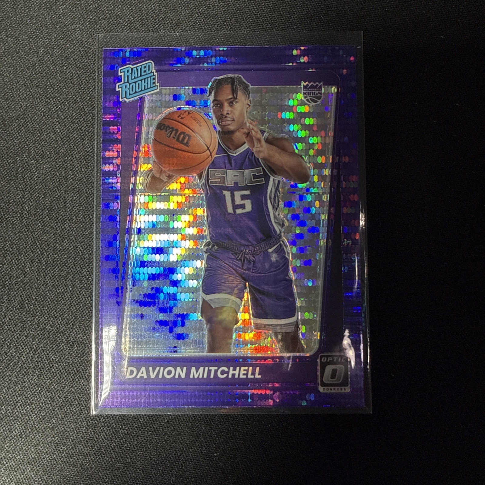Davion Mitchell 2021-22 Donruss Optic Purple Pulsar Prizm Rookie RC Heat