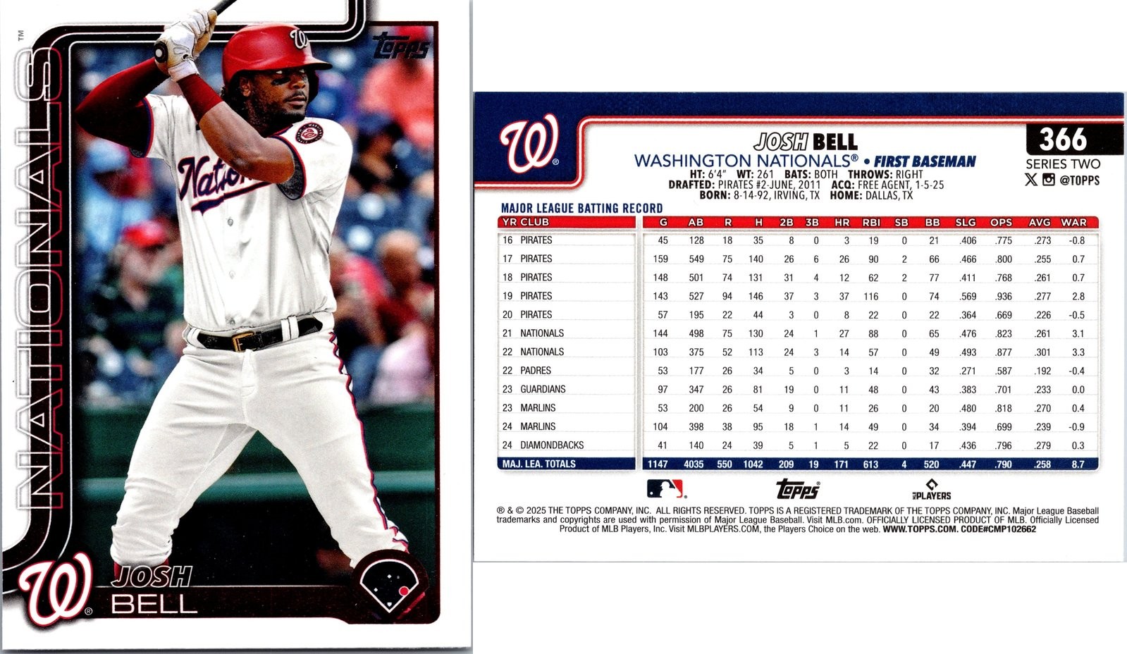 2025 Topps Series Two JOSH BELL #366 NM