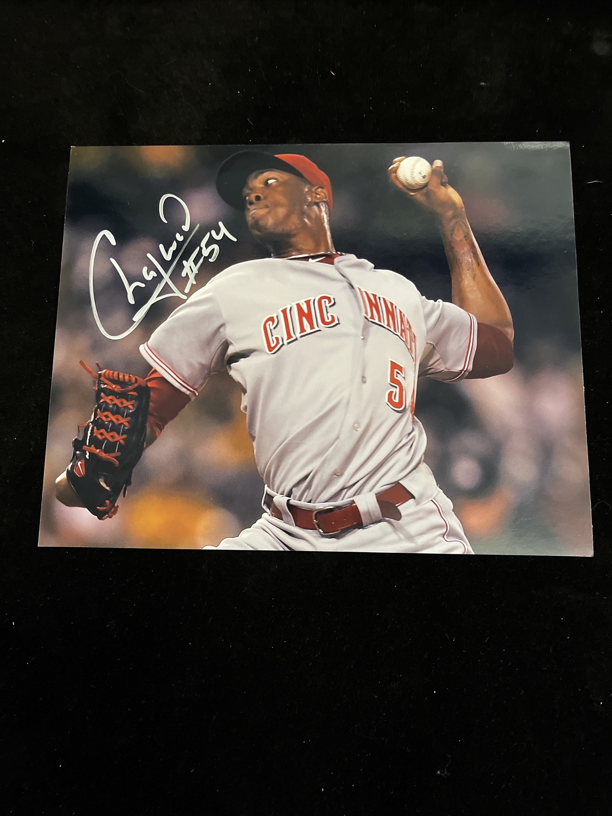 Aroldis Chapman Signed Photo Cincinnati Reds Approx 9 3/4x 8