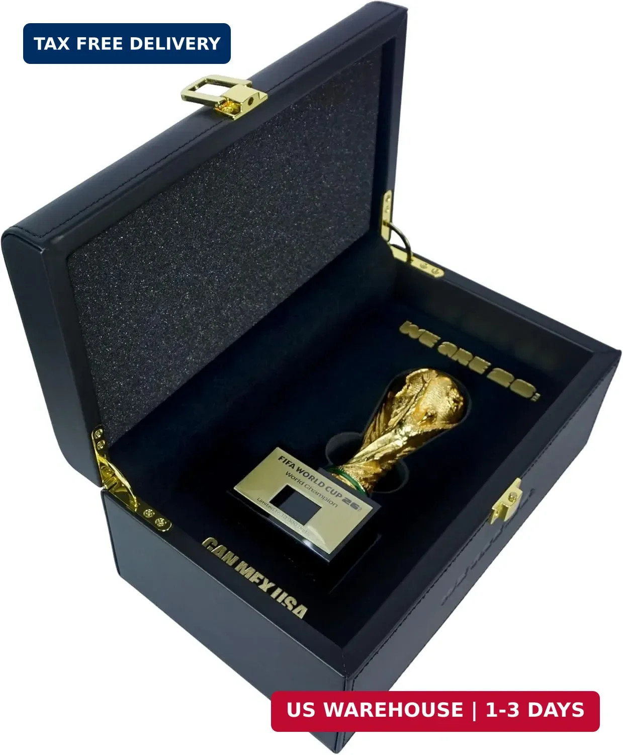 Official FIFA World Cup 2026 3D Trophy Replica Luxury Wood Leather Display Box