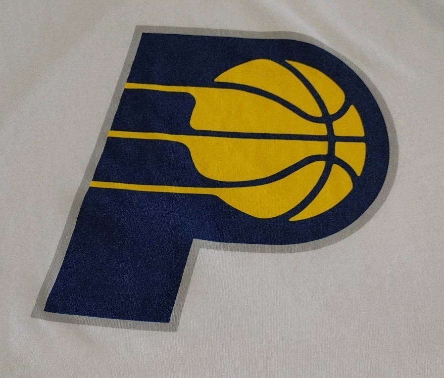 Indiana Pacers White Logo Tshirt NBA 100% Cotton Adult Size XL