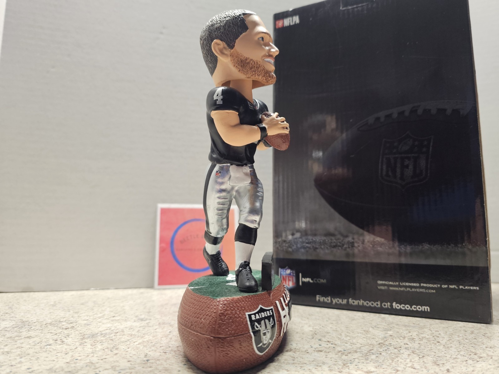 Derek Carr Las Vegas Raiders NFL 2018 #’d FOCO Baller Bobblehead NIB