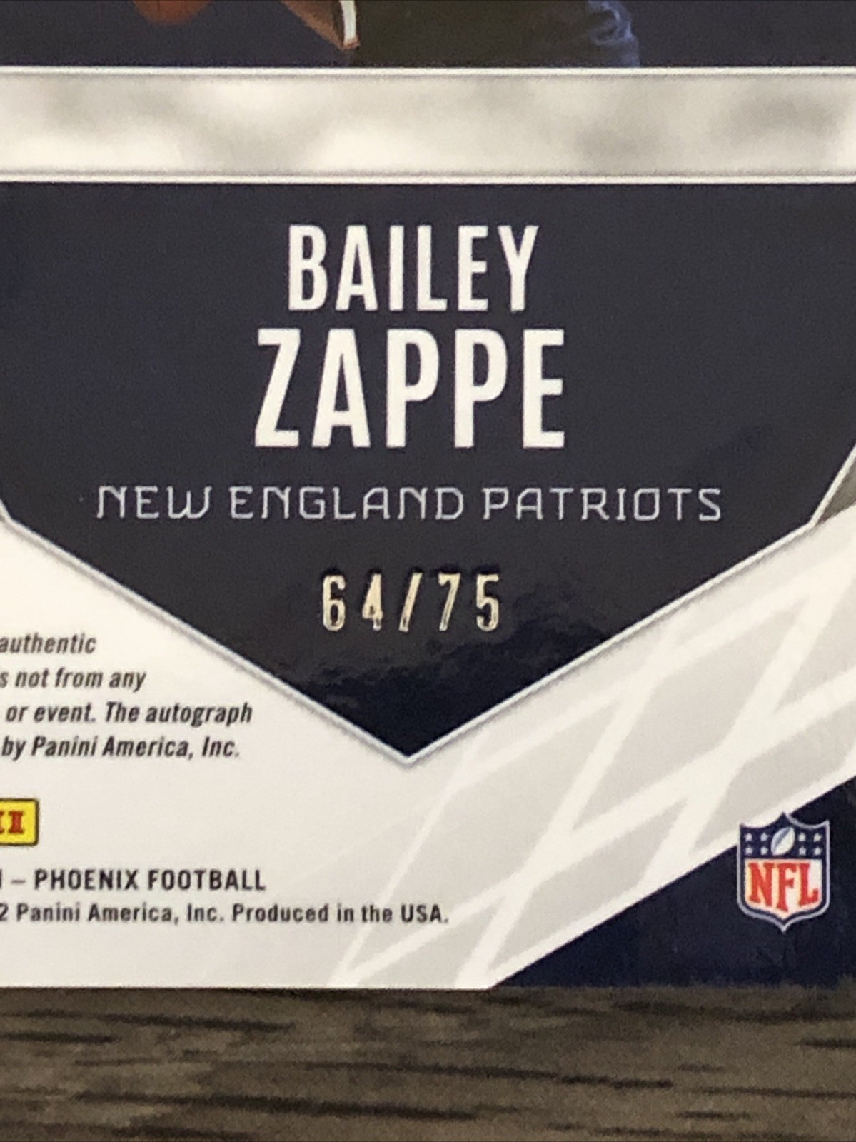 2022 Panini Phoenix Football – Bailey Zappe #RJA-BZ RPA Yellow /75 (AU, MEM, RC)