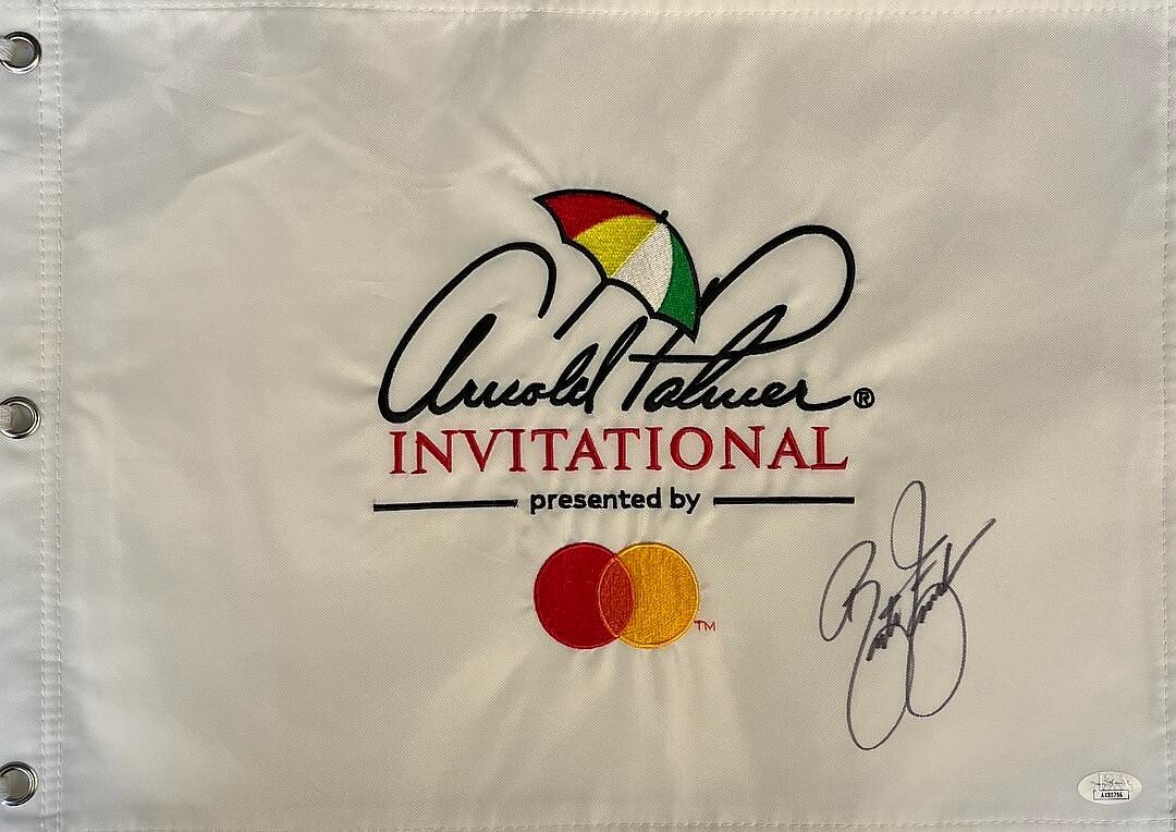 Rickie Fowler signed Arnold Palmer Invitational Pin Flag JSA#AK80796