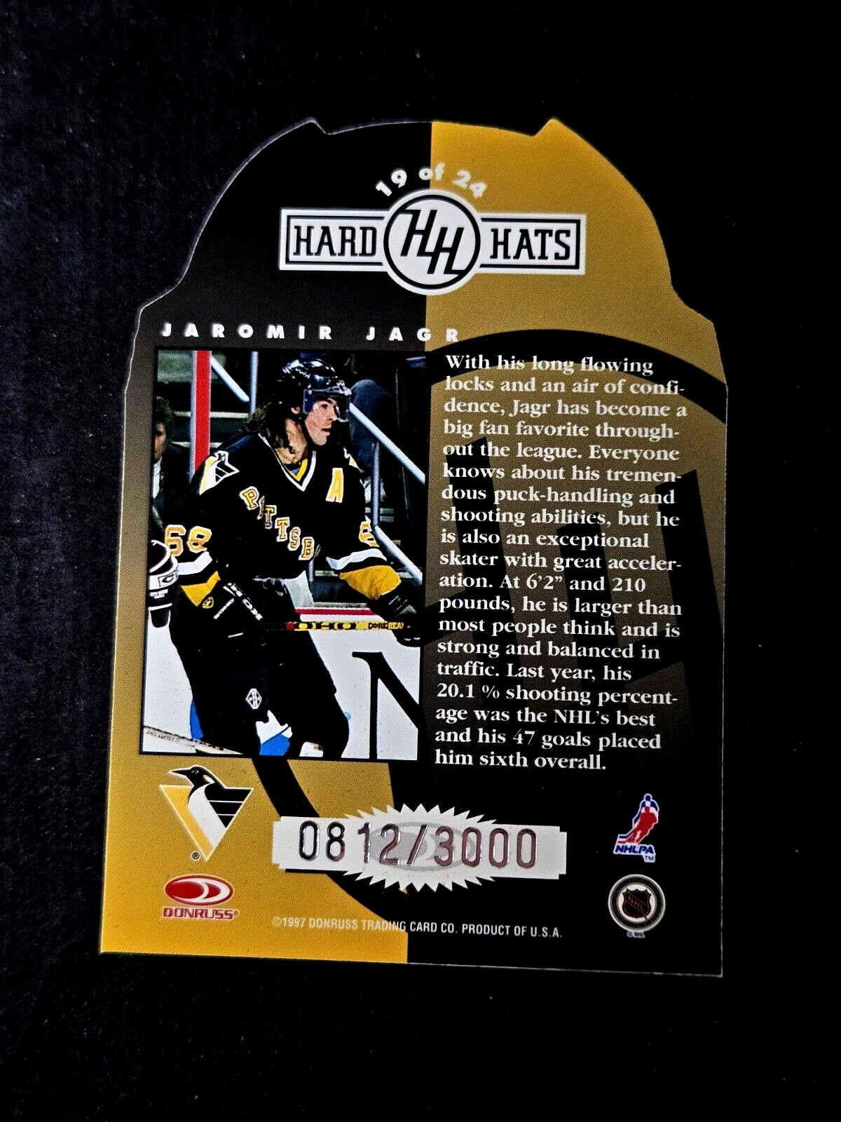 1997-98 Donruss Studio Hard Hats /3000 Jaromir Jagr Penguins Die-Cut #19 MINT SP
