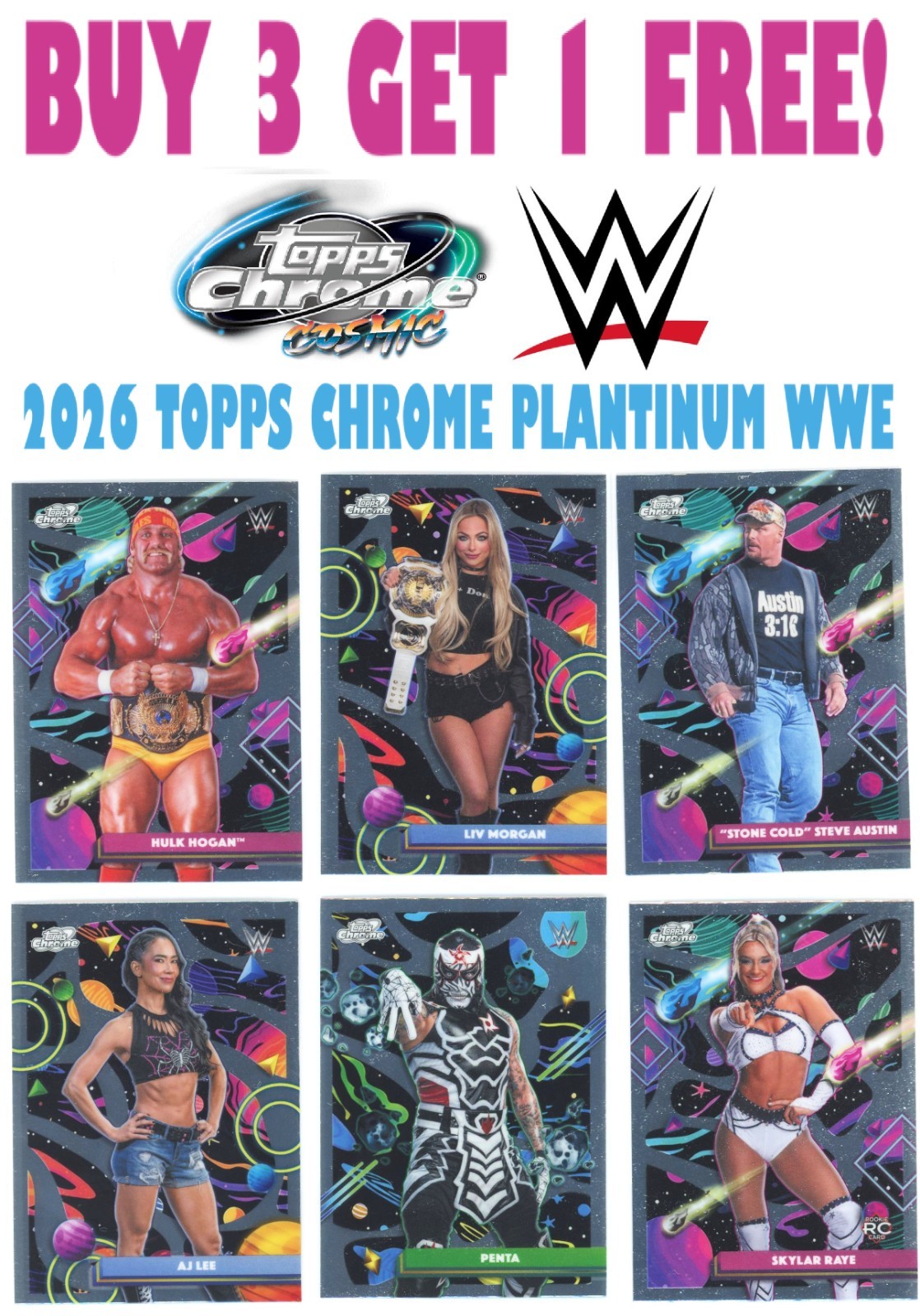 2026 Topps Cosmic Chrome WWE (BUY 3 GET 1 FREE) You Pick/Complete Your Set 1-200