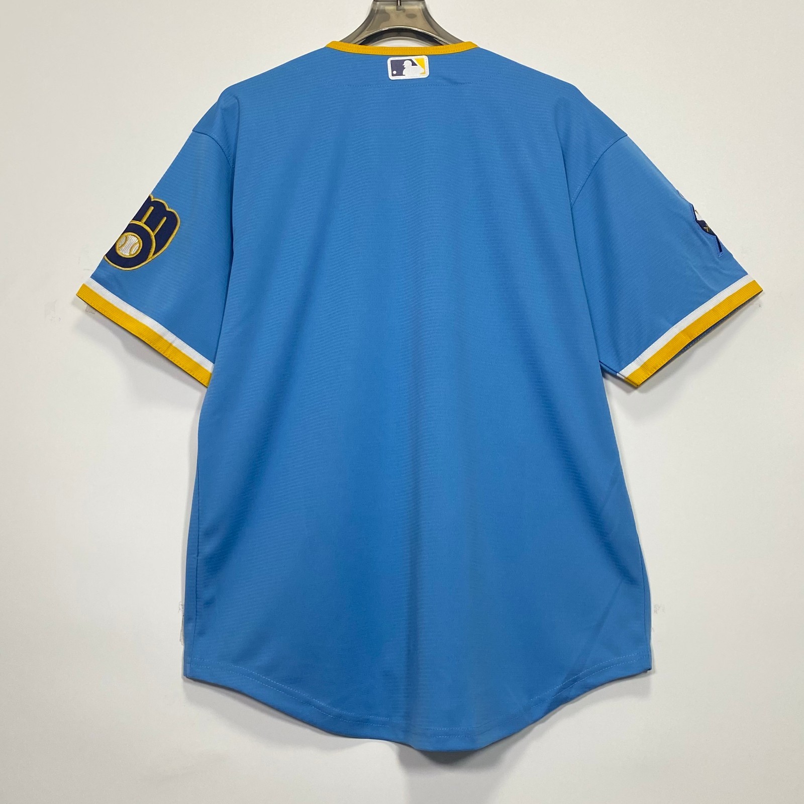 Milwaukee Brewers baseball jersey, brand new, embroidered, blue.